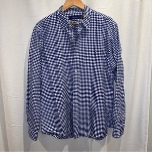 Ralph Lauren Slim Fit Gingham Stretch Oxford Shirt | Blue Checkered | Size XL